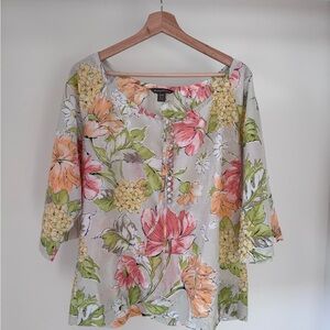 Tommy Bahama Floral Blouse - Pink, Green, Yellow
